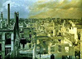 Panorama de las ruinas de la ciudad, Reims, Marne, Francia, 1917